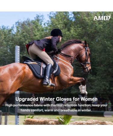Amoy Stretch Horse Riding Gloves for Women - Breathable Black Mittens, Size Medium - Buy Online on SooperMarket.com