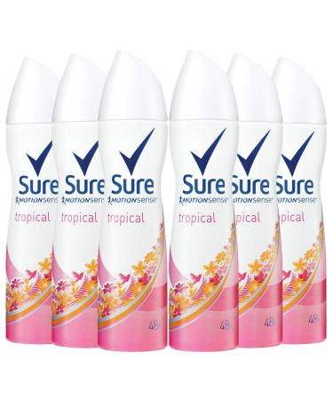 Sure Women Motion Sense Antiperspirant Deodorant Tropical 6 Pack 150ml Tropical 150 ml (Pack of 6)