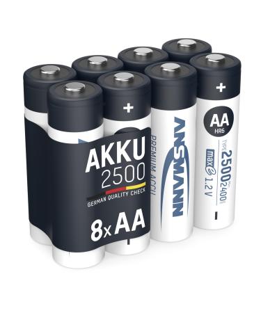 ANSMANN maxE Rechargeable AA Batteries 2500mAh Low Self Discharge NiMH AA Battery pre-Charged for Remote Controller Flashlight etc. (8-Pack) (5035442-590-1)