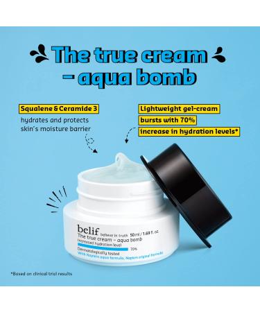 belif True Cream Aqua Bomb Duo Set | Lightweight Moisturizer for Combination Skin | Antioxidant-Rich Daily Face Cream | Hydrating K Beauty Skincare | 5.07 Fl Oz - Buy Online on SooperMarket.com