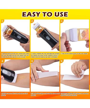 2022 Upgraded Honey Roller Waxing Kit for Sensitive Skin - Roll On Wax Heater with 2 Cartridge Refills and 100 Wax Strips - Buy Online on SooperMarket.com