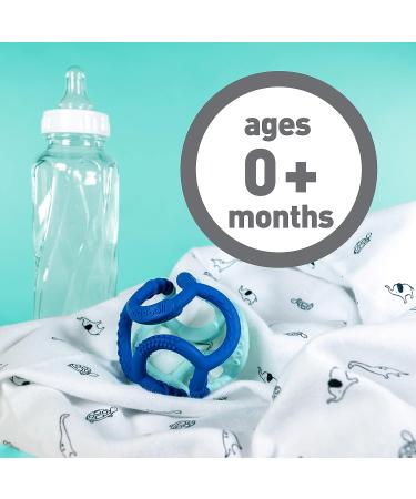 OgoBolli Gummi Teething Ring Sensory Ball Toy for Babies & Toddlers - Non-Toxic Silicone - Blue Blueberry - 6+ Months - Buy Online on SooperMarket.com
