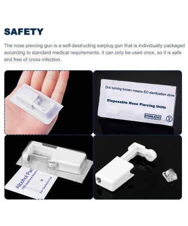 4-Pack Nose Piercing Kit | Disposable Self Piercing Gun with Built-in Studs | Safe & Convenient | Ideal for Family Use (White + Pink) - Buy Online on SooperMarket.com