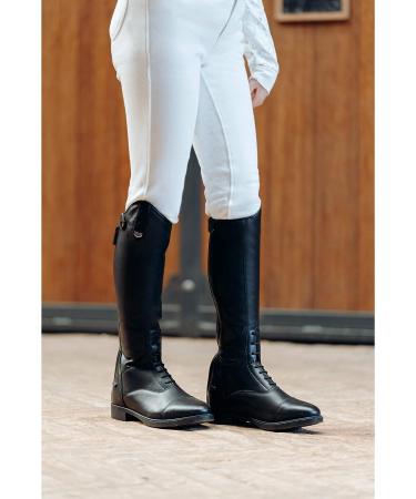 Horze Rover Kids' Tall Field Boots - Black, Size 4 Big Kid | Stretchy Easy-Fit Synthetic Leather, Rear Zipper | Starter Horse Riding Boots - Buy Online on SooperMarket.com