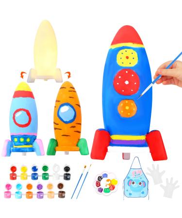 Paint Your Own Rocket Lamp Kit  DIY Rocket Night Light  Arts and Crafts Supplies Kit for Kids  Arts and Crafts Activities for Toddler Boys Girls Toddler  Creativity Paint Kit for Kids Ages 4-8 8-12 Modern