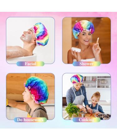 G2PLUS 2PCS Large Shower Cap for Long Hair - Colorful Hair Caps for Girls and Women - Reusable Bath Caps for Spa Home Use - Rainbow - Buy Online on SooperMarket.com