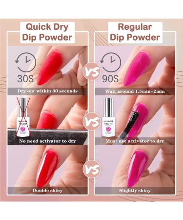 Lavender Violets 26PCS Dip Powder Nail Kit Starter - Red Solid Glitter Colors - Base Top Activator Brush Saver - Nail File Included - Buy Online on SooperMarket.com