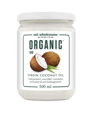 Eat Wholesome Organic Raw Cold-Pressed Virgin Coconut Oil 500 ml for Cooking Baking Skin Moisturiser & Hair Conditioner