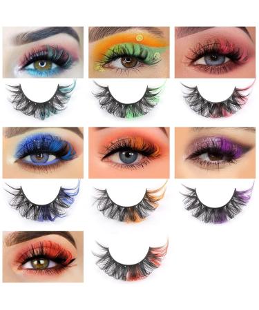 Fluffy Colored False Eyelashes | Voluminous Wispy Russian Strip Lashes in 7 Colors - Faux Mink D Curl - Buy Online on SooperMarket.com