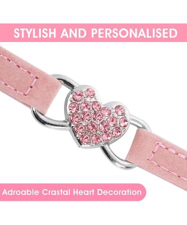 Shop Cobee Bling Heart Cat Neck Band with Bell - Adjustable Rhinestone Collar for Small Cats & Dogs - Pink - Buy Online on SooperMarket.com