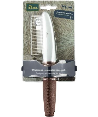 HUNTER SPA Grooming Comb with Rotating Teeth | Top & Undercoat Care | 21x4 cm - Grey/Brown | International Shipping Available - Buy Online on SooperMarket.com