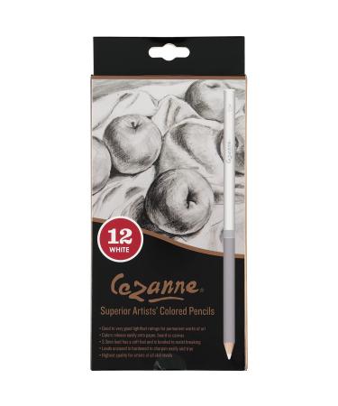 Cezanne Premier Soft Core White Colored Pencil Only Single Color, Bulk 12 Count for Drawing, Coloring & Sketching 12 Count (Pack of 1) White