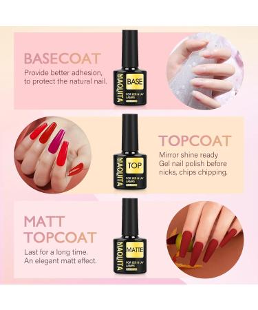 MAQUITA Gel Nail Polish Set with 48w Lamp Starter Kit - 17 Colorus Nail Salon Set - with No Wipe Glossy & Matte Top Coat and Base Coat - DIY Manicure Tool Gift for Beginners at Home - Buy Online on SooperMarket.com