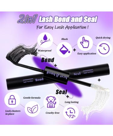 DNSGOOR DIY Lash Extension Kit 840Pcs D Curl Individual Lash Clusters Eyelashes Extension Set with Mirror Lash Storage Box Lash Bond&Seal Glue Remover Tweezers Lash Brush Applicator A-Lash Kit 30-60D - Buy Online on SooperMarket.com