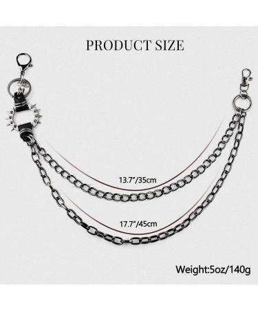 ARZASGO Unisex Heavy Duty Punk Chains for Pants - 2-Layer Hip Hop Trousers Jeans Chain with Lobster Clasps - Multi-layer Belt Chains for Wallet Keys - Buy Online on SooperMarket.com