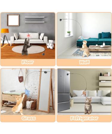 Hysagtek Cat Feather Toys Set - Interactive Kitten Toys Kit with 6 Feather Refills, 2 Retractable Teaser Wands, and Super Suction Cup Base - 9Pcs - Buy Online on SooperMarket.com