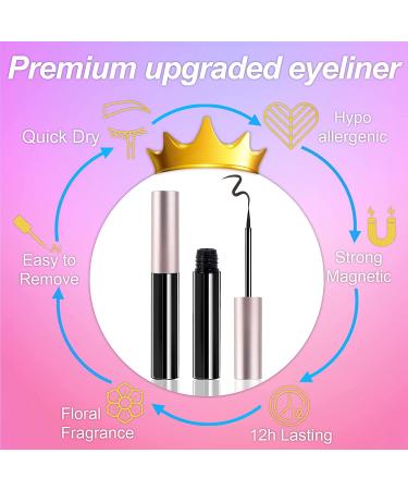 Natural Look Magnetic Eyelashes Kit - 3 Pairs with Upgraded Eyeliner & Applicator | No Glue, Reusable - Buy Online on SooperMarket.com
