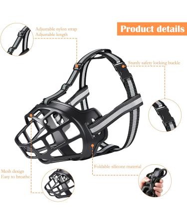 Vossot Silicone Basket Muzzle for Small & Medium Dogs - Adjustable Black Eat & Drink Friendly - Buy Online on SooperMarket.com