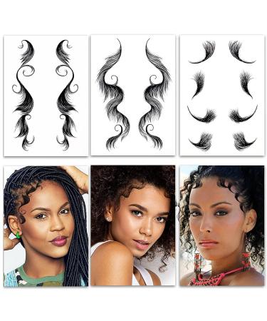 Bangs Tattoo Sticker Set - Waterproof Fake Fringe Hair Edge Stickers for Women & Girls - Natural Fashion Look - 10 Styles - Novelty Wig Beauty DIY - Includes 10 Sheets of Temporary Tattoos - Buy Online on SooperMarket.com