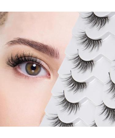Wansiven Half False Eyelashes Natural 3D Eye Half Eyelashes Multi-layers Wispy Fluffy Curly False Lashes 10 Pairs J33 - Buy Online on SooperMarket.com