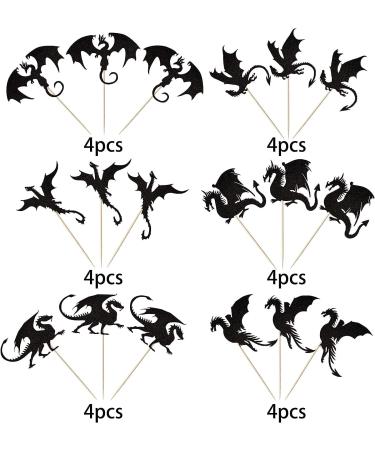 24 Pieces Kite Tortendeco Glitter Fantasy Birthday Cake Topper - Flying Dragon Theme Accessories for Baby Shower & Children's Birthday Parties - Buy Online on SooperMarket.com