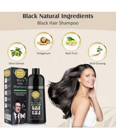 400ml Black Hair Shampoo: Herbal Hair Color Dye for Men and Women - Semi-Permanent, Gentle Formula for Smooth, Shiny Results - Buy Online on SooperMarket.com
