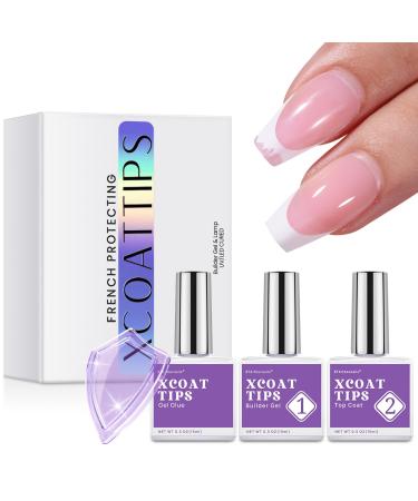 btartboxnails Nail Tips Builder Gel Set - 15ml Nail Tip Builder Gel 15ml Top Coat with Gel Nail Glue for French Tip Gel Nails 30+Days Long Lasting 9-Builder gel Set