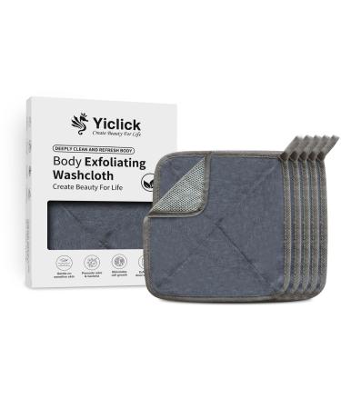 Yiclick Exfoliating Washcloth for Face and Body Wash Cloth for Showering Travel Wash Rag - Exfoliating Towel Body Scrubber Exfoliator Scrub Cloth Loofah Lufas Sponge for Men & Women 5Pcs