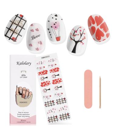 Kalolary Gel Nail Polish Strips Nail Gel Art Sticker Waterproof Full Nail Wraps Decal Sets with Nail File and Stick for Women Girls Nail Art Decor (UV/LED Lamp Required) (Tree and Heart)