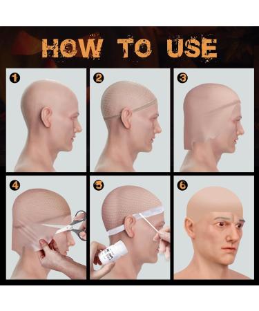 Professional Bald Cap SFX Makeup Kit - Skin Color Wig Cap with Water-Based Adhesive for Halloween Cosplay & Theater - Buy Online on SooperMarket.com