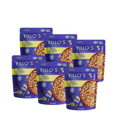 FILLOS Mexican Mayocoba Beans, Ready to Eat Sofrito Beans, 6 Count, 10 Ounces Each, Seasoned with Fresh Vegetables, Microwavable, Non-GMO, Vegan, Plant Protein