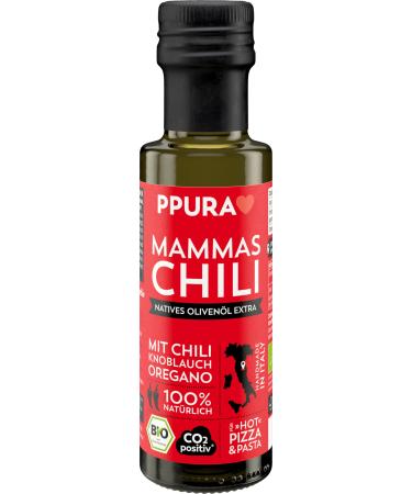Ppura Bio Native Olive Oil Extra Mammas Chili |Italian olive oil with chilli garlic & oregano |100% natural without additives and flavors |Cold pressed & light -protected |100ml