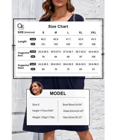 Ouges Women's Spring Casual Midi Dress with Long Sleeve and Pockets - XL Navy - Buy Online on SooperMarket.com
