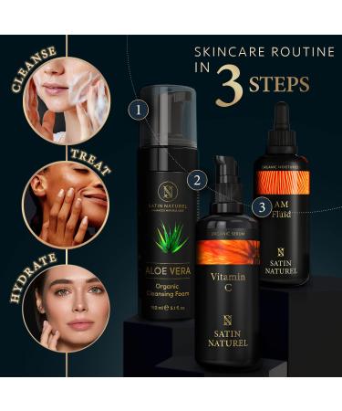 Satin Naturel AM Fluid Organic Moisturiser - 2-in-1 Day Cream + Primer Makeup 50ml - Face Moisturiser for a Glowy Hydrated Skin Care before applying Makeup - Morning Face Care - Made in Germany - Buy Online on SooperMarket.com