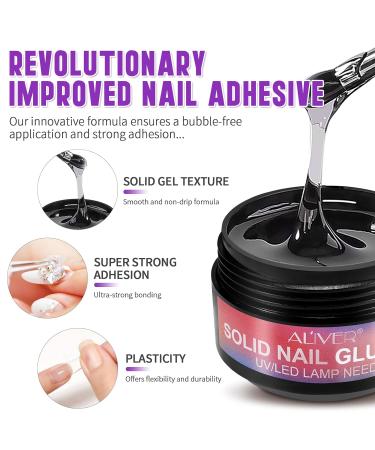 Solid Nail Glue Gel for False Nail Tips - Super Strong Long Lasting UV Cured | 15g - Ideal for Acrylic Nails Art & Press On Nails at Home - Buy Online on SooperMarket.com