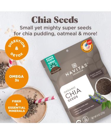 Navitas Organics Chia Seeds 8 oz. Bag - Organic, Non-GMO, Gluten-Free | 19 Servings - Buy Online on SooperMarket.com