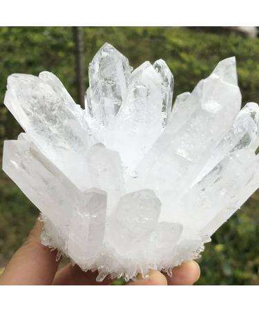 Natural Transparent White Quartz Crystal Cluster Specimen Reiki Stone kaixun (Size : 400-450g)