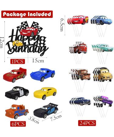 31-Piece Cars Cake Decoration Set | 25 Auto Cake Toppers & 6 Car Toys | Perfect for Kids' Birthday Parties - Buy Online on SooperMarket.com