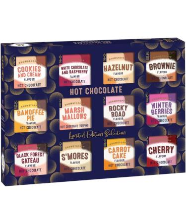 Hot Chocolate Selection Gift Set - 12 Assorted Flavours in Cookies n Creme Rocky Road Berries Cherries & Marshmallows - 400g | Perfect Christmas Gift for Men, Women, Her, Him - Buy Online on SooperMarket.com