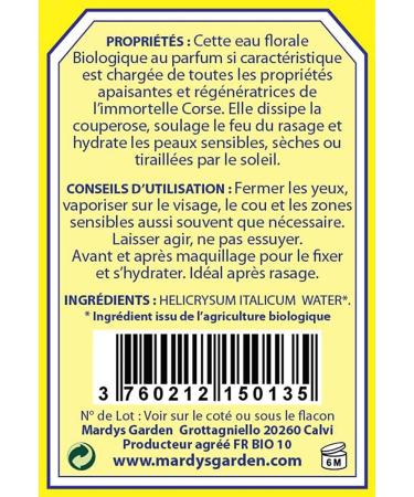 Organic Helichrysum Italicum Face Mist - 100ml Hydrosol from Corsica | Natural Immortelle Floral Water for Radiant Skin - Buy Online on SooperMarket.com