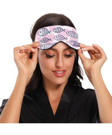 Haskirky Light Blocking Eye Mask Breathable and Adjustable Adult Men and Women Travel on Business Trips Yoga Meditation Light Smooth Comfortable Eye Mask Office Deep Sleep Goodies Pink Cartoon Fish - Buy Online on SooperMarket.com