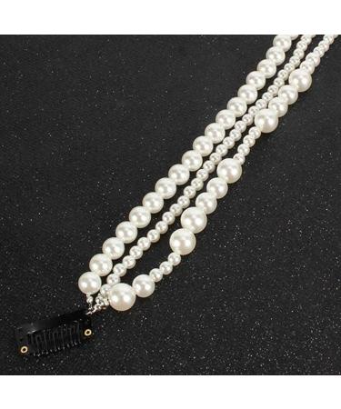 Minkissy Pearl Beads Strand Elegant Hair Chain Hair Extensions Barrettes Ponytail Decor For Women Bride Birthday Wedding Valentines Day Party - Buy Online on SooperMarket.com