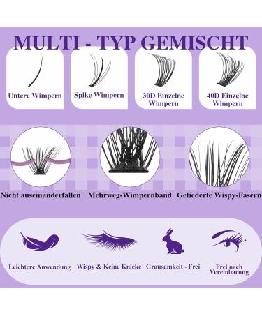 B & Q Eyelash Extensions Set | 30D + 40D DIY Spike Lash Kit - Bond & Seal & Tweezers Included | Multi-Style Mix (10-16 Mix) | Perfect for Professional or DIY Use - Buy Online on SooperMarket.com