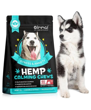 HRAMEX Calming Chews for Dogs(Peking Duck 60PCS) 100% Natural Ingredients Dogs Calming Treats Helps Dog Anxiety & Stress Relief Separation and Barking for All Breeds & Sizes 4.7oz(132g)
