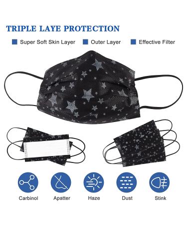 Sooqoo 50 Pack Disposable Printed Face Mask - Individually Packaged Black/Gray - Buy Online on SooperMarket.com