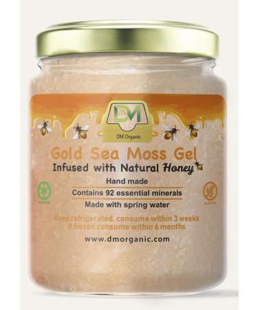 Sea Moss Gel x Raw Honey - St Lucian 'Gold' Wildcrafted Seamoss Infused with Natural Honey | Hand Made | UK Made | Organic | Immune Support | Dr Sebi | 510ml | Pack of 1 510.00 ml (Pack of 1)
