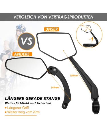 Arkham Extra Large Bicycle Mirror - 360 Swivel Shatterproof & Durable - Universal Fit for E-Bikes & Standard Bikes (Left Handlebar 21-25.4mm) - Buy Online on SooperMarket.com