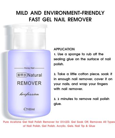 Gel Nail Polish Remover Pure Acetone Gel Nail Polish Remover Liquid for UV/LED Gel Soak Off Removes All Types of Nail Polish Gel Polish Acrylic Gels Nail Tip & Glue (160ml) - Buy Online on SooperMarket.com