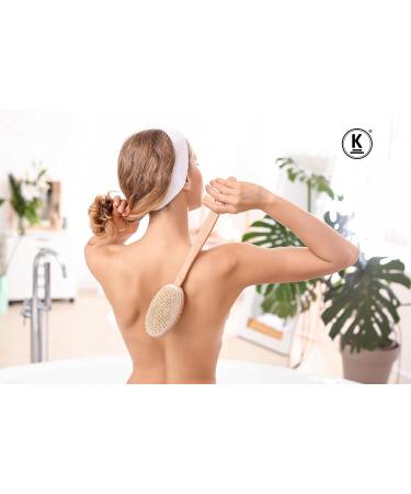 K-Pro Back Brush with Long Handle - Dual-Sided Soft & Hard Bristles for Ultimate Body Care | International Shipping - Buy Online on SooperMarket.com