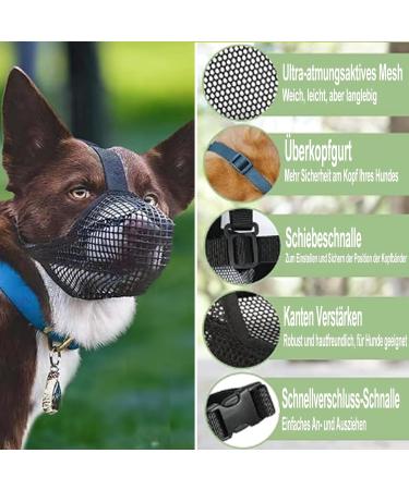 Breathable Mesh Dog Muzzle - Adjustable for Large Medium & Small Dogs | Anti-Bite & Chew | Black - Buy Online on SooperMarket.com